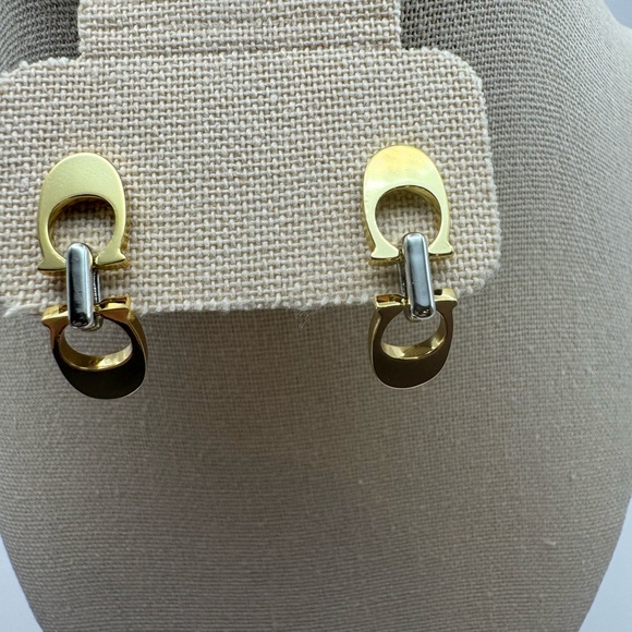 4015-HSOH Coach Dangle Signature Earrings Dangle Two Tone Gold tone & Silver NWT - Picture 6 of 10